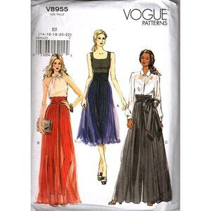 Vogue V8955 Misses 14 to 22 Wide Legged Pants Uncut Sewing Pattern